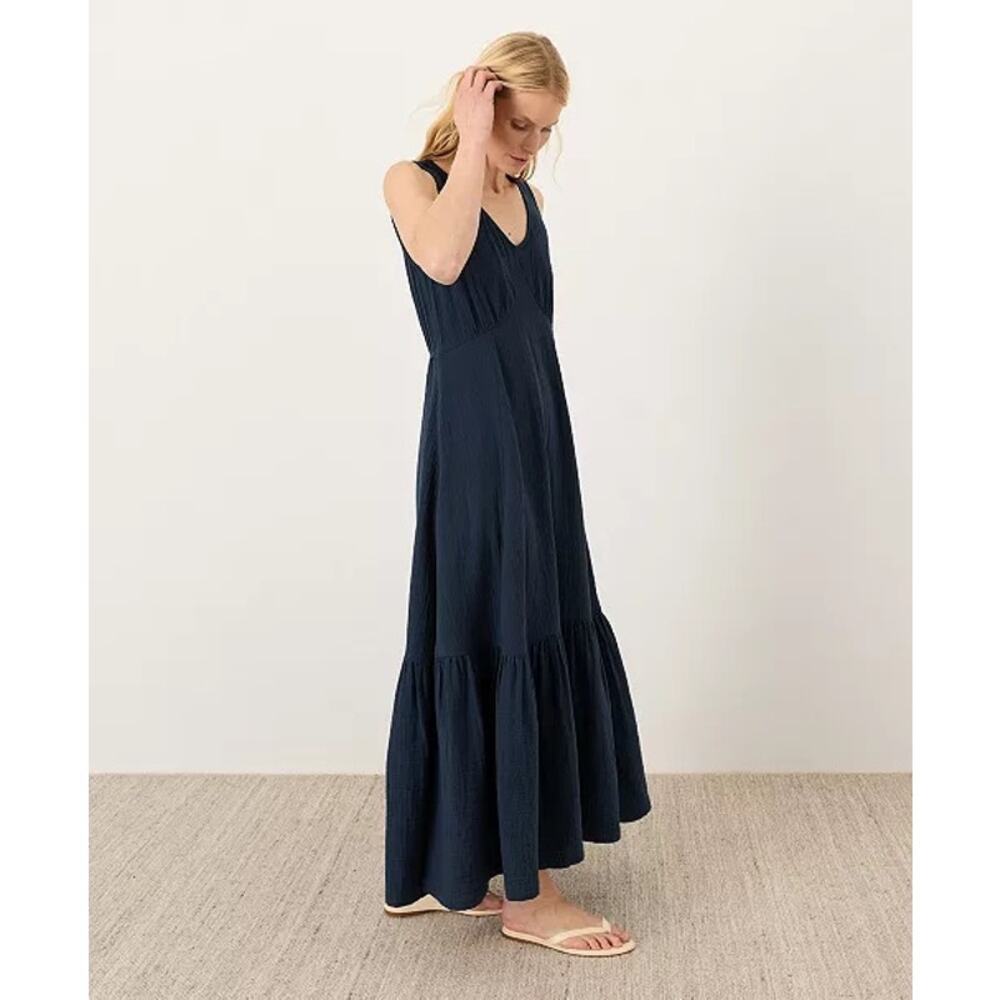 Pact XL Organic Cotton Coastal Double Gauze Textured Tiered Maxi Skirt Minimali